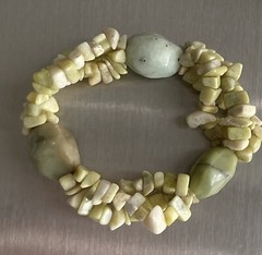 Vintage Tourmaline Quartz Stretch Bracelet 6.25in Green Chunky Boho 46.48g