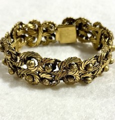 HTF Vintage French Modernist Coil Bracelet Gilt Bronze Plated Woven Wire 1950s
