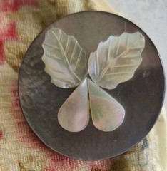 Rare VTG Mother Of Pearl Michael Sklar Brooch Pendent Marked