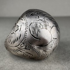 Vintage Sterling Silver 925 Oxidized Boho Etched Wide Round Domed Ring Size 7.75