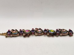 Vintage Juliana D&E Purple Watermelon Heliotrope 5 Link Bracelet Verified