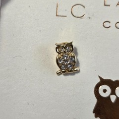 LC Lauren Conrad Owl Stud Earrings Gold Tone White Rhinestone Nickel Free