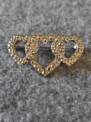 3 Interlocking Heart Pin/ Brooch. Silver Tone. Mother’s Day, Birthday Gift