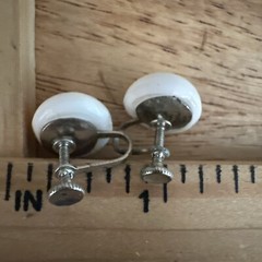Vintage White Clip-On Earrings Domed Round Button Screw Back Retro Fashion