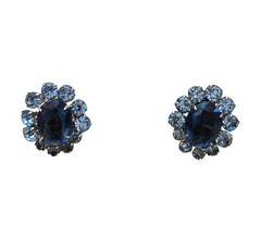Vintage Julianna D & E Montana Blue Rhinestone 5 Link Bracelet & Earrings