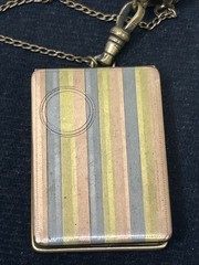 Vintage MH & company Marathon Gold Multi striped Rectangular locket Signed