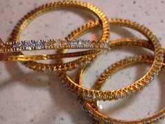 Vintage Juliana D&E Tara Amber Rhinestone Gold Tone Pierce earrings and Bangles