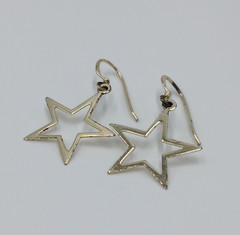VTG 925 Star Dangle Earrings 1.5in Drop Sterling Silver 1.59g Celestial Estate