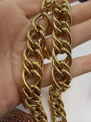 Vintage Necklace Erwin Pearl Golden Wide Chain Metal 16 inches Chunky