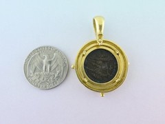 Estate Elizabeth Locke 19K Gold Ancient Roman Bronze Coin Pendant Enhancer