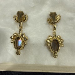 Verified Juliana Earrings – D&E Intaglio Cameo Dangle Earrings, Amber Topaz