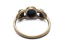 PRETTY ANTIQUE EARLY VICTORIAN 15K GOLD TURQUOISE IVY LEAF RING c1840