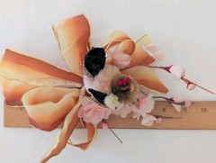 Vtg Easter Corsage Brooch Pin Chicken Hen & Chick Cherry Blossom Chenille Kitsch