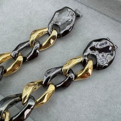 YSL Vintage Chunky Chain Necklace Yves Saint Laurent Gold 70cm Statement Rare