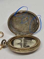 Antique Double Sided Rose Rolled Gold Fleur de Lys Flower Locket Necklace AS IS