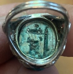 Vintage Egyptian Revival Blue Winged Scarab Beetle Sterling Silver Ring Size 5
