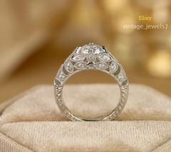 1.93CT Round Lab Created Diamond Antique Vintage Filgrain Ring 14K White Gold FN