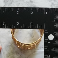Wide Cuff Multi Strand Wire Bracelet With Rhinestone Gold Tone Embellished