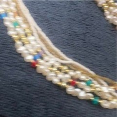Vtg 7 Strand Necklace Faux Baroque and Seed Pearls Acrylic Gold Tone Accents 25″