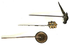 Antique Victorian Lot of 3 Stick Pins with Semi Precious Metal & stone