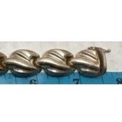 925 Sterling Silver Italy Modernist Domed Wave Link Bracelet 8 Inch 30g Vintage