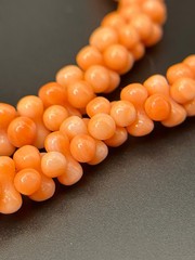 Vintage Heavy Chunky Orange Coral Bead Necklace 16” 10K Gold Clasp 41g Estate