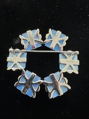 Sterling & Blue Lucite Brooch Pin AND Dress Clip Uncas Mfg. Co MCM Deco Design 2