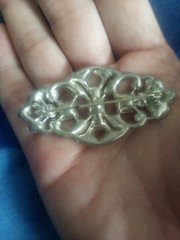 Antique glamorous silver-tone Art Deco brooch pin rhinestone accents C clasp