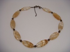 SIGNED J.JILL RUTILATED QUARTZ OVAL BEADED NECKLACE ESTATE