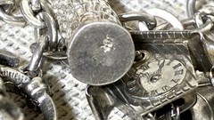 Vtg 800 Silver Charm Bracelet 900 Charms Travel Italy Europe Gondola Eiffel 50g