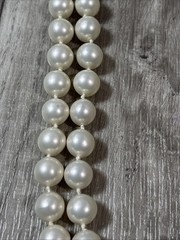 CORO faux Pearl Necklace Double Strand W/faux Onyx Stone Closure 19” (K230)