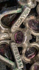 Vintage Hollycraft 1954 Purple Rhinestone Necklace Antiqued Gold Tone
