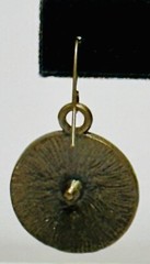 Antique Gold Tone Circle Dangle Earrings With Rhinestones 1.25in.