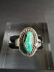 Vintage Silver Native American Turquoise Ring Handmade Size 8.25 US