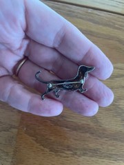 Vintage Dog Brooch Pin Marked Jezlaine 925 Dachshund Weiner Dog Silver
