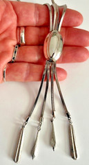 VTG Mid-Century Modern Slider Pendant Necklace, Multi-Strand Silver Omega Chain