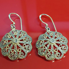 925 MD Vermeil Filigree Drop Earrings 1.5in Sterling Silver 5g Gold Wash Estate