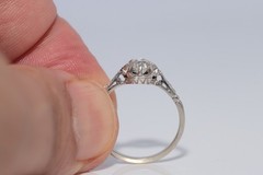 Antique Circa 1920s Art Deco 18k Gold Natural Old Cut Diamond Solitaire Ring