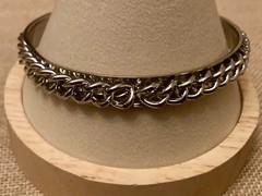 Vintage Bangle Bracelet Silver Tone Chain 8.25” Biker