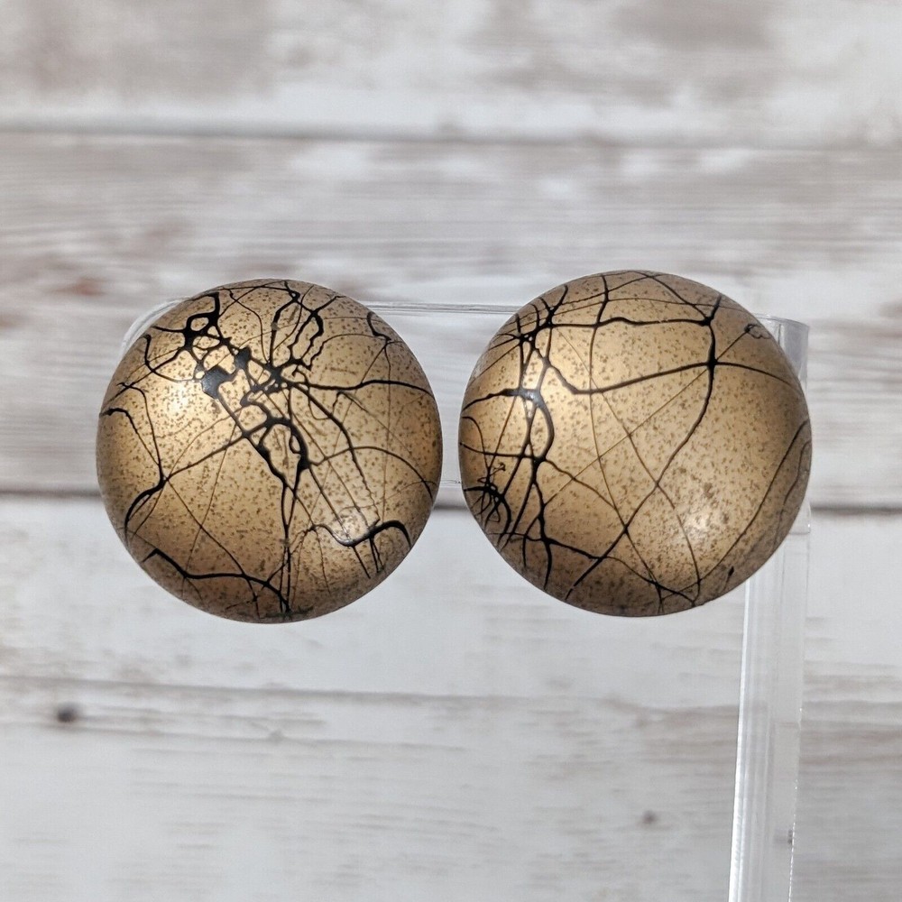 Vintage Clip On Earrings – 1 & 1/8″ Statement Artsy Earrings