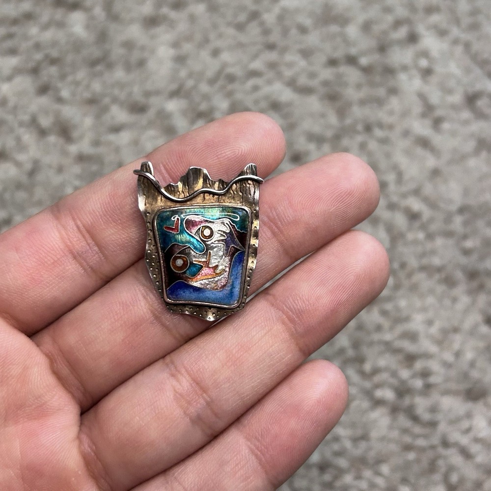 Celiane & Ron Dunetz Sterling Silver Enamel Shield Pendant