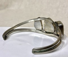 Alpaca Mexico Silver Cuff Bracelet Turquoise Adjustable
