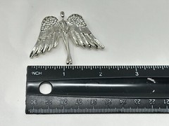 Beautiful Silvertone Clear Rhinestone ANGEL with Wings Pin