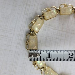 Vintage Cream Faux Mop Confetti Thermoset Lucite Gold Tone Choker Necklace 16″