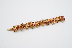 Vintage Weiss Bracelet Gold Tone Orange Rhinestone 7″