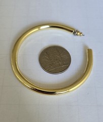 Vintage 80’s NOS Gold Tone High Quality Large Hoops Pierced Earrings Brand New
