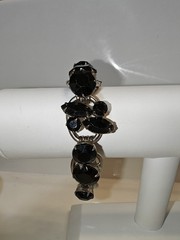 Juliana D & E Layered Jet Black Silvertone 5 Link Bracelet 6.50 BOOK Ref 1062