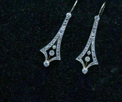 Art Deco Round Cut Lab Created Diamond Dangle Wedding 14K Gold Finish Earrings