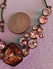 Givenchy Gold Silk Frontal Necklace Rhinestones Amber Pale Pink & White Stones