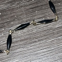 Vintage 30in Black Twist Bead Station Necklace Gold Tone Opera Length MCM No Pit